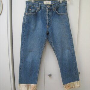 Vintage Gap Boy Fit Cropped Jeans with Asian Silk Trim-size 1